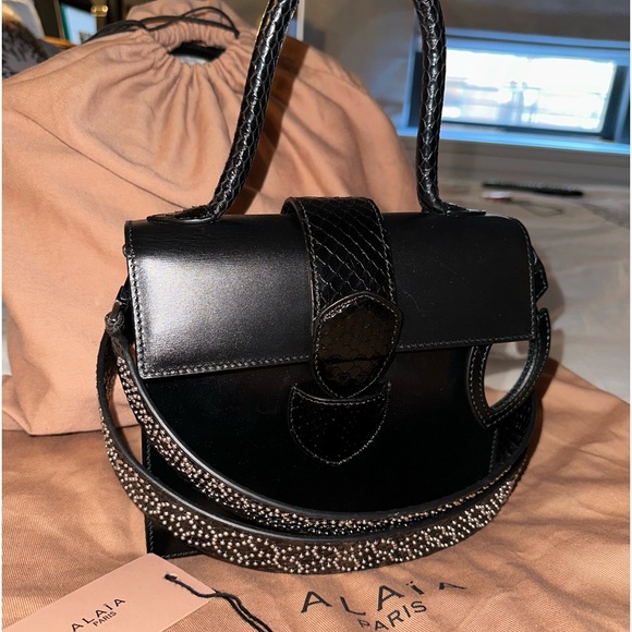 NWT Alaia Mini Leather/Python Snakeskin  - Top Handle/Shoulder/Crossbody Strap - Picture 2 of 14